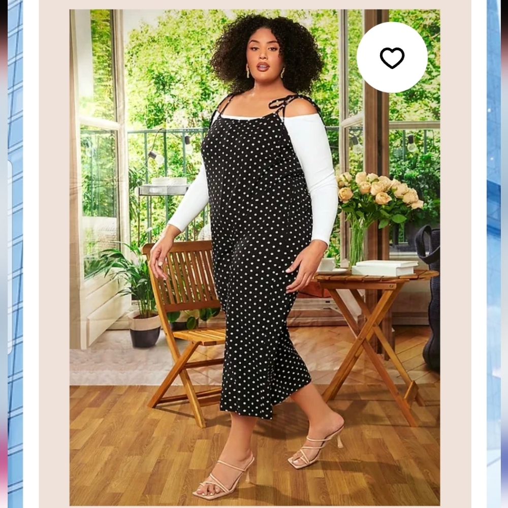 Plus Size polka  dot crop jumpsuit
